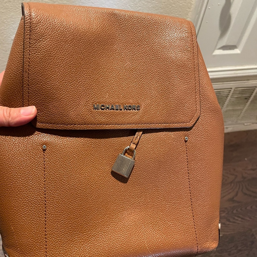 Michael Kors Tan Leather Backpack with Lock